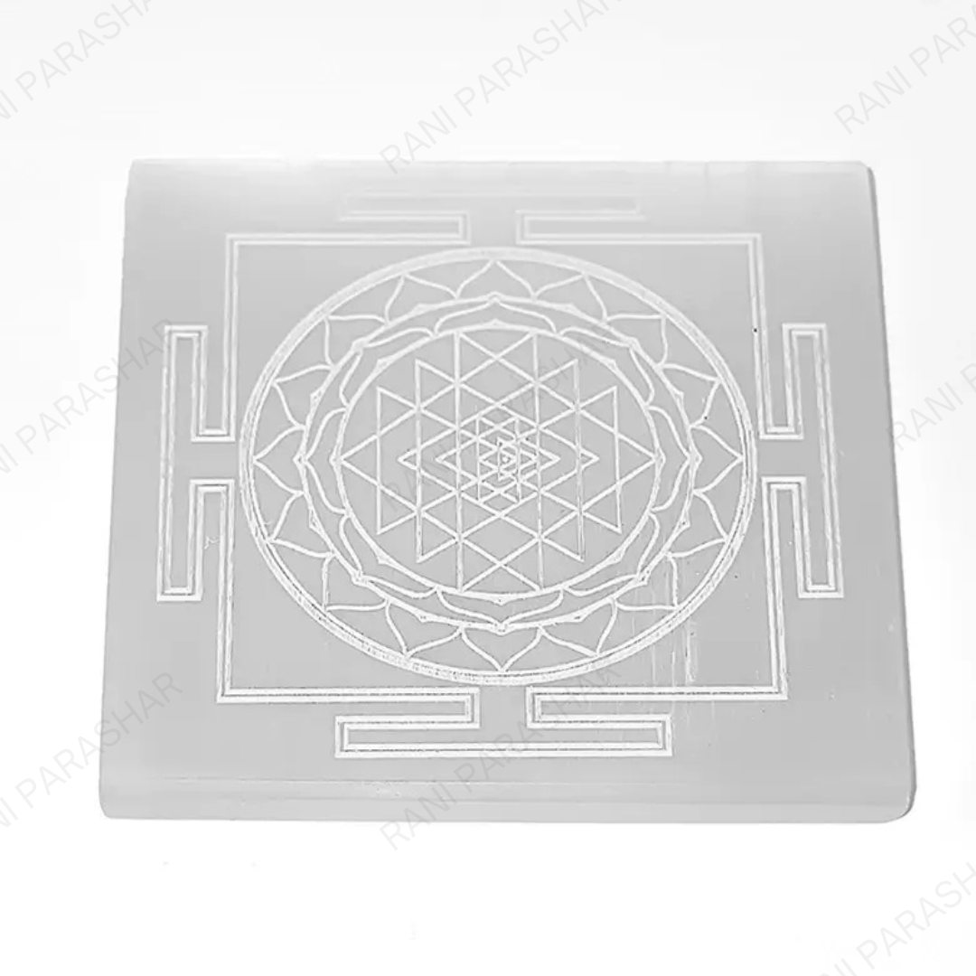 Selenite Crystal Shree Yantra Plate