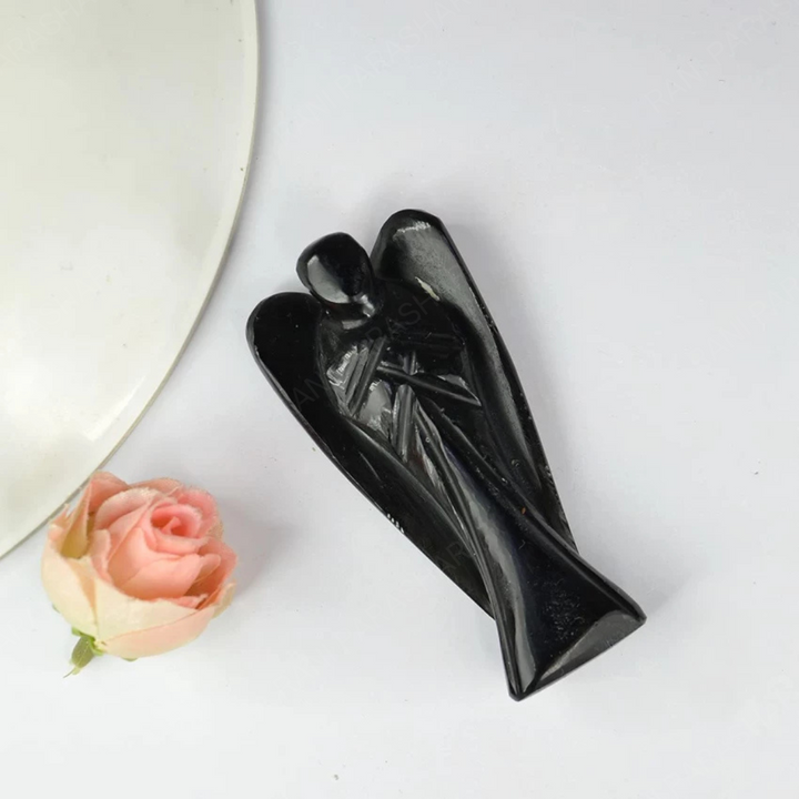 Black Tourmaline Crystal Angel 2 Inch