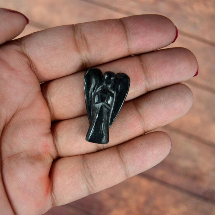 Black Tourmaline Crystal Angel 2 Inch