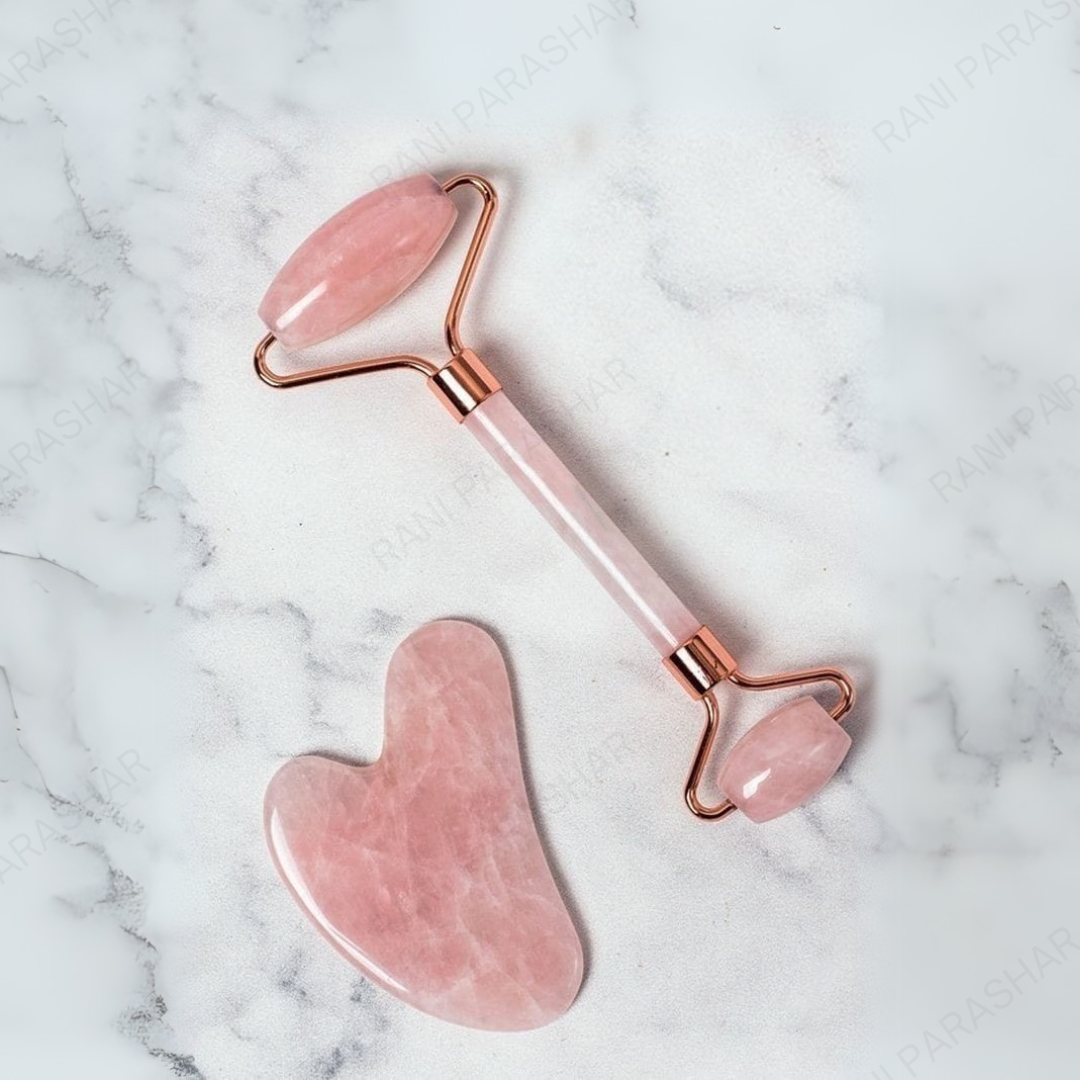 Rose Quartz Face Massager & Gua Sha Set
