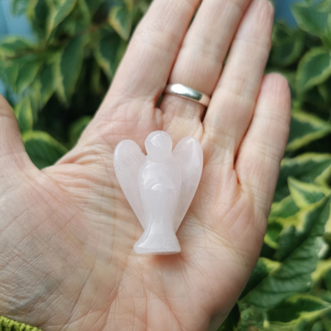 Rose Quartz Crystal Angel 2 Inch