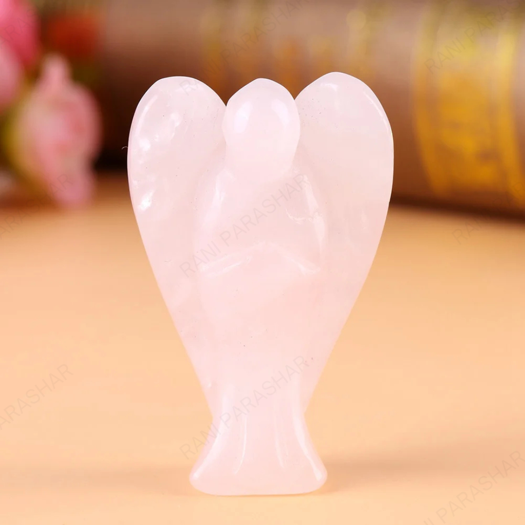 Rose Quartz Crystal Angel 2 Inch
