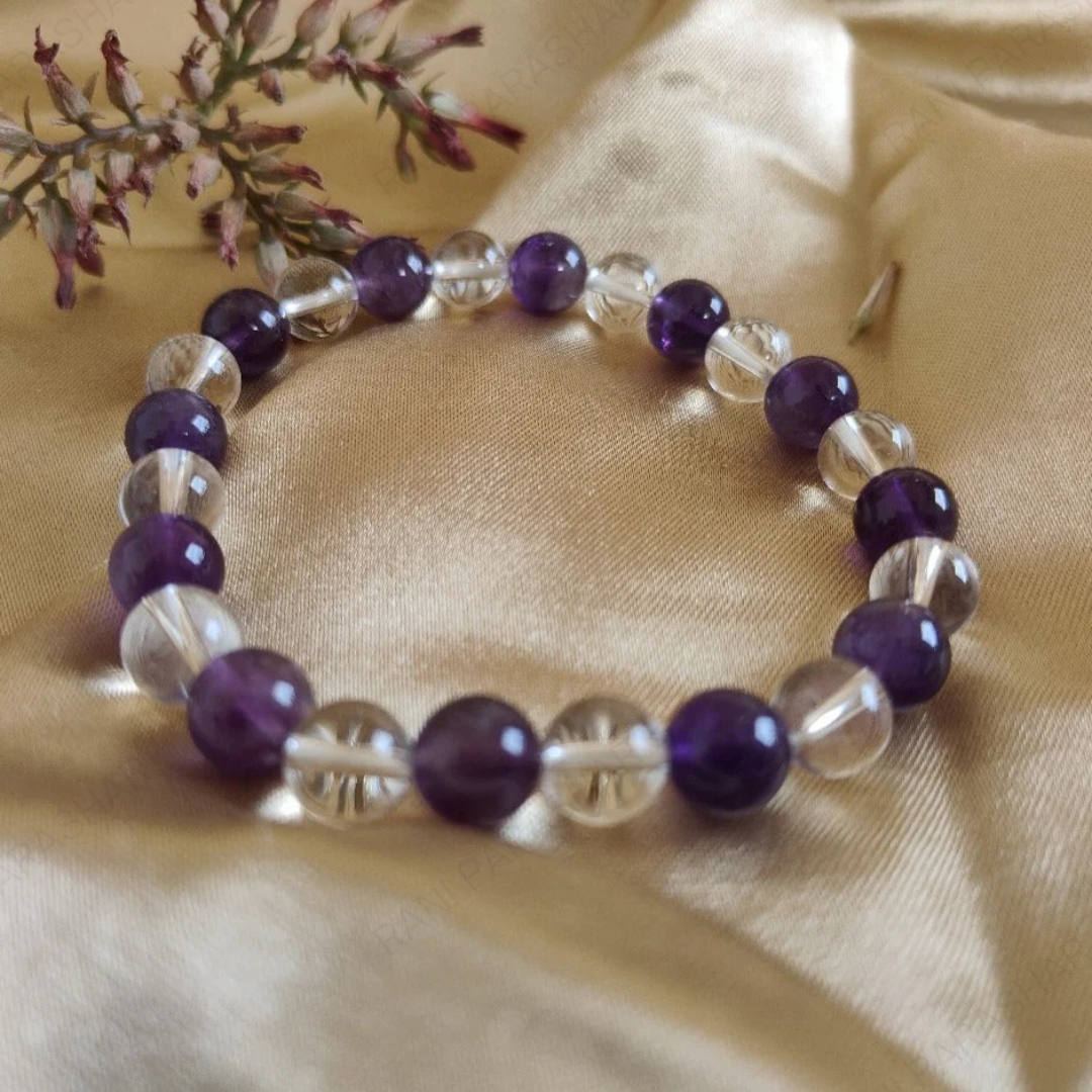 Amethyst & Clear Quartz Bracelet