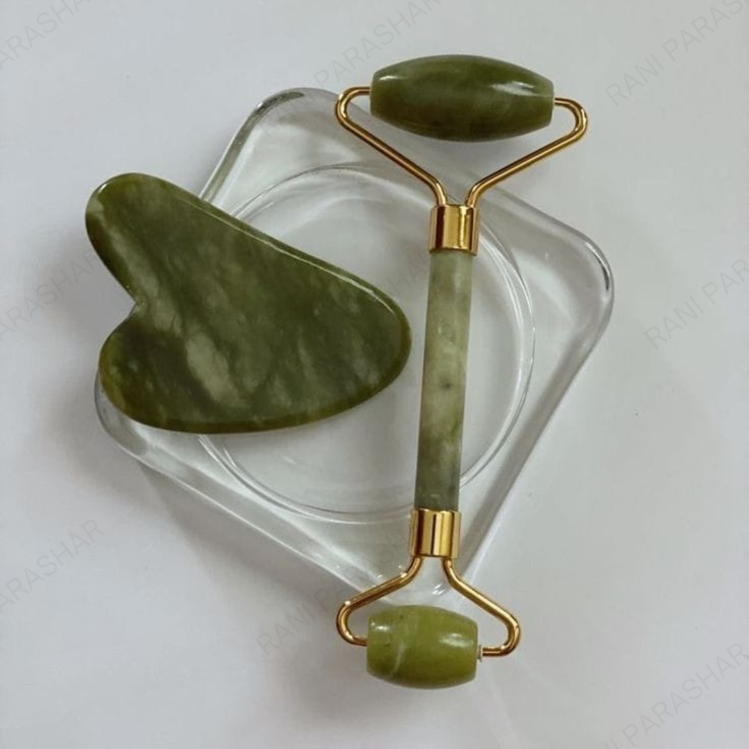 Green Jade Face Massager & Gua Sha Set